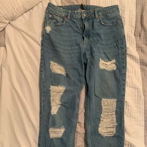 Distressed mom jeans